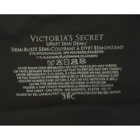 Victoria Secret Womens Black Gray Uplift Semi Demi Underwire Bra Sz 38 C New - Picture 5 of 7
